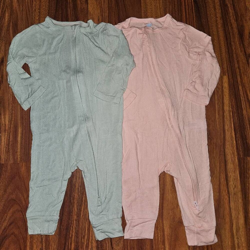 5 For $25 Cloud Island Blue and Pink Model Material Rompers Baby Size 3-6 M